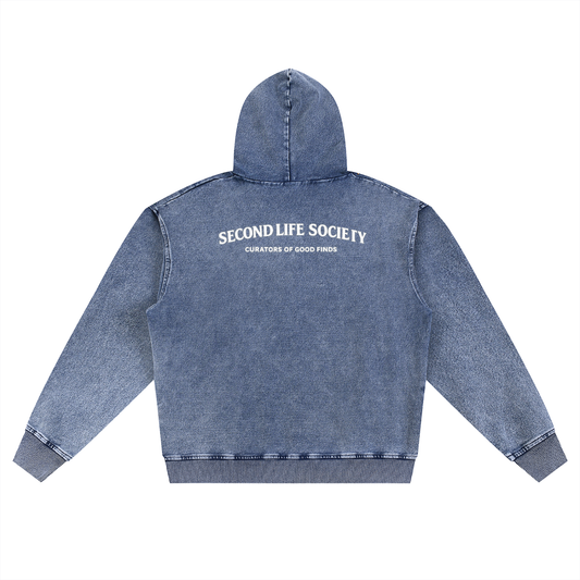 Currators of Good Finds- Snow Wash Oversized Zip-Up Hoodie