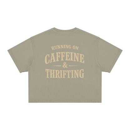 Caffeinated Thrifter Tee-Unisex Vintage Wash Boxy T-Shirt