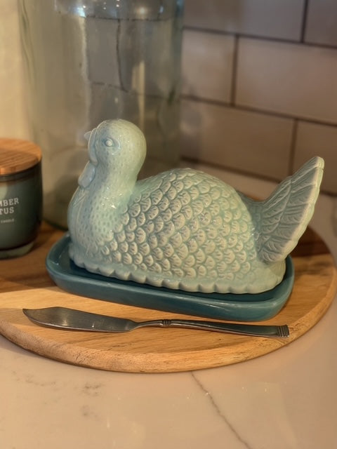 Ceramic Bird Butterdish