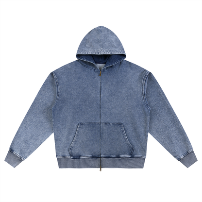 Currators of Good Finds- Snow Wash Oversized Zip-Up Hoodie